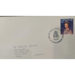 J) 1977 CANADA, QUEEN ISABEL, MULTIPLE STAMPS, AIRMAIL, CIRCULATED COVER, FROM CANADA TO ENGLAND