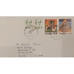 J) 1976 CANADA, MULTIPLE STAMPS, AIRMAIL, CIRCULATED COVER, FROM CANADA TO ENGLAND