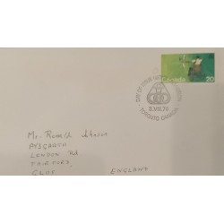 J) 1976 CANADA, WHEELCHAIR, MULTIPLE STAMPS, AIRMAIL, CIRCULATED COVER, FROM CANADA TO ENGLAND