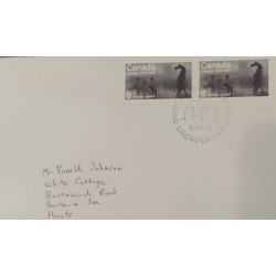 J) 1975 CANADA, HORSE, MULTIPLE STAMPS, AIRMAIL, CIRCULATED COVER, FROM CANADA TO ENGLAND