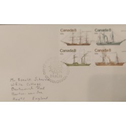 J) 1975 CANADA, BOAT, MULTIPLE STAMPS, AIRMAIL, CIRCULATED COVER, FROM CANADA TO ENGLAND