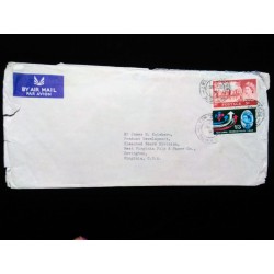J) 1948 ENGLAND, QUEEN ELIZABETH II, NATIONAL PRODUCTIVITY YEAR, MULTIPLE STAMPS, AIRMAIL, CIRCULATED COVER