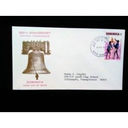 J) 1976 DOMINICANA, 200TH ANNIVERSARY AMERICAN INDEPENDENCE, BELL, FDC