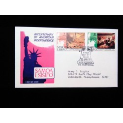 J) 1976 SAMOA, BICCENTENARY OF AMERICAN INDEPENDENCE, BELL, MULTIPLE STAMPS, FDC