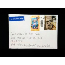 J) 1975 ITALY, MASKS, GIORGIO VASARY, MULTIPLE STAMPS, AIRMAIL, CIRCULATED COVER, FROM ITALY TO USA