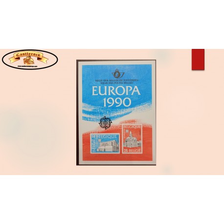 O) 1990 BELGIUM, PROOF, EUROPA 1990, POST OFFICE, OSTEND 1, LIEGE 1, CATALOG VALUE 125 usd. XF
