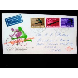 J) 1972 NETHERLAND, OLYMPIC GAMES, CICLYNG, MULTIPLE STAMPS, AIRMAIL, CIRCULATED COVER, FROM NETHERLAND TO USA