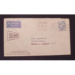 J) 1960 AUSTRALIA, FLOWERS, SIDNEY, WITH SLOGAN CANCELLATION, AIRMAIL, CIRCULATED COVER, FROM AUSTRALIA TO MICHIGAN