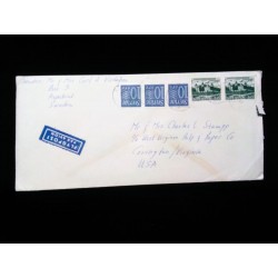 J) 1960 SWEDEN, 10 CENTS NUMERAL, EDIFICE, MULTIPLE STAMPS, AIRMAIL, CIRCULATED COVER, FROM SWEDEN TO VIRGINIA