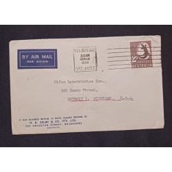 J) 1958 AUSTRALIA, CROCODILE, MELBOURNE, WITH SLOGAN CANCELLATION, POSTAL STATIONARY, AIRMAIL, CIRCULATED COVER