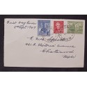 J) 1947 AUSTRALIA, NEW CASTLE, MULTIPLE STAMPS, AIRMAIL, CIRCULATED COVER, FROM AUSTRALIA
