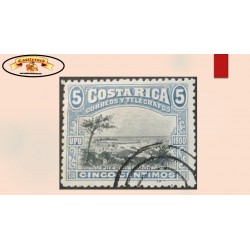 O) 1901 COSTA RICA, VIEW OF PORT LIMON, SCT 47 5c gray blue, WITH CANCELLATION, XF
