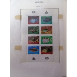 D)1987, ARGENTINA, COLLECTION, PHILATELY, ARGENTINA, ARGENTINE RIVER FISH, SPECKLED PERMIT, PEARL FISH, JYKI, RED TAILED