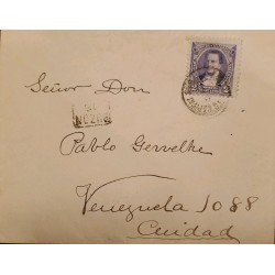 A) 1888, ARGENTINA, POST AND TELEGRAPH, SANTIAGO DERQUI, SENT TO VENEZUELA, WITH CANCELLATION BOX 16,