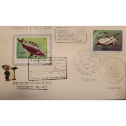 A) 1996, ARGENTINA, UPAEP, ANTARCTICA, MAIL DISPATCHED ON BOARD, TENIENTE JUBANY SCIENTIFIC STATION, MARINE ANIMALS, XF