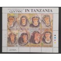 A) 1992, TANZANIA, MONKEYS, CHIMPANCES OF GOMBE NATIONAL PARK, WILDLIFE, MINISHEET, MNH