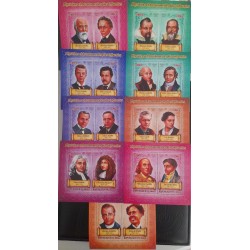 A) 2011, MALI, MOST INFLUENTIAL PHYSICISTS AND ASTRONOMERS, CHARACTERS, SERIES OF 9 SOUVENIR SHEETS, MNH