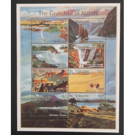 SA) 1995, SAINT VINCENT AND THE GRENADINES, NATURE, LANDSCAPES, WATERFALL, MINI SHEET, MNH