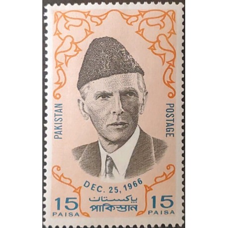 A) 1966, PAKISTAN, FATHER OF THE COUNTRY MUHAMMAD ALI JINNAH, MNH