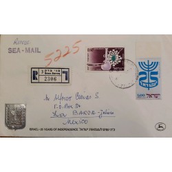 D) 1968, ISRAEL, ON CIRCULATED TO MEXICO, MARITIME MAIL, EXPORTS. AERIAL JEWELRY, XXV ANNIVERSARY OF THE STATE OF ISRA