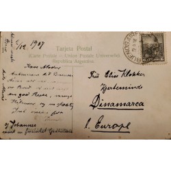 D) 1907, ARGENTINA, POSTCARD, CIRCULATED FROM ARGENTINA TO DENMARK, FREEDOM WITH SHIELD, XF