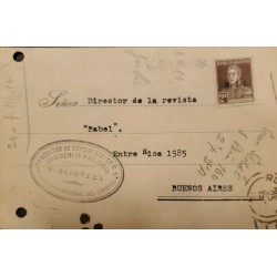 D) 1923, ARGENTINA, POSTAL CARD CIRCULATED TO BUENOS AIRES, DIRECTOR OF THE MAGAZINE "BABEL", LIBRARY, FACULTY OF ECONOM