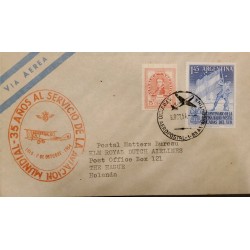 D) 1954, ARGENTINA, COVER CIRCULATED FROM THE NETHERLANDS TO ARGENTINA, AIR MAIL, POSTAL OFFICE, 35 YEARS AT THE SERVIC