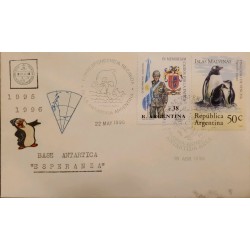 D)1996, ARGENTINA, POSTCARD CIRCULATED IN ARGENTINA, "ESPERANZA" ANTARCTIC BASE, TRIBUTE TO THOSE WHO FALLEN FOR THE CO