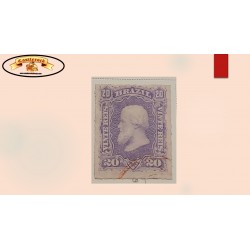 SB) 1878 BRAZIL, EMPEROR DOM PEDRO, SCT 69 20 reis violet, USED XF