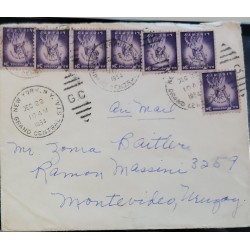 D)1954, UNITED STATES, CIRCULATED COVER FROM NEW YORK TO URUGUAY, AIR MAIL, LIBERTY, US POSTAGE, STATUE OF LIBERTY, NE