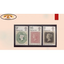 SB) 1970 GREAT BRITAIN, PHILYMPIA, LONDON PHILATELIC EXHIBITION, PENNY BLACK, SHILLING STAMP,  4-PENCE STAMP, QUEEN VICTORIA,