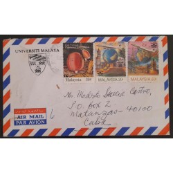 SD)1995 MALAYSIA, MAP, MUSHROOMS, PLANE, EIFFEL TOWER CIRCULATED AIR MAIL FROM MALAYSIA TO CUBA