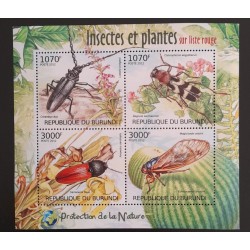 SD)2012 BURUNDI INSECTS NATURAL PROTECTION LEAF SOUVENIR MNH