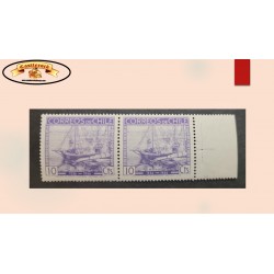 O) 1936 CHILE, FISHING BOATS, SCT 187 10c violet, PAIR MNH