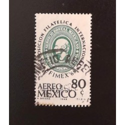 SD)1968, MEXICO, INTERNATIONAL PHILATELY EXHIBITION ""EFIMEX '68"", MEXICO CITY. AIR, HIDALGO, GREEN, USED
