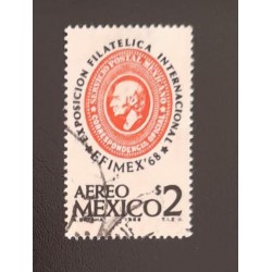 SD)1968, MEXICO, INTERNATIONAL PHILATELY EXHIBITION "EFIMEX '68", MEXICO CITY. AIR, HIDALGO, RED, USED