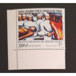 SD)1978, MEXICO, 35TH ANNIVERSARY OF THE NATIONAL SOCIAL SECURITY INSTITUTE, AIR, COMPOSITION BY SIQUEIROS, WITH SHEET EDGE, MNH