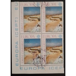 SD)1977, EUROPA, TURKEY, "EUROPA" ISSUE, LANDSCAPES, PAMUKKALE, BLOCK OF 4, USED