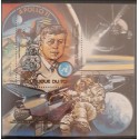 SD)1983, CHAD, SPACE EXPLORATIONS, AERIAL, J.F.KENNEDY, APOLLO 11 AND LUNAR MOBILE, SOUVENIR SHEET, MNH