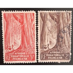 SD) FRENCH EQUATORIAL AFRICA TWO USED STAMPS