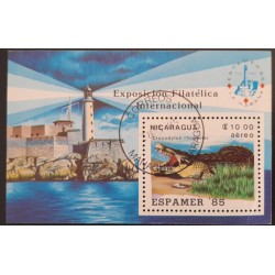 SD)NICARAGUA, INTERNATIONAL PHILATELIC EXHIBITION, CROCODYLUS RHOMBIFER, ESPAMER, USED