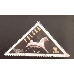SD)1963, POLAND, HORSES, TRIANGULAR STAMP, COMETA, USED