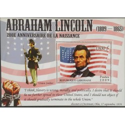D)2009, GABON, 200TH ANNIVERSARY OF THE BIRTH OF ABRAHAM LINCOLN, UNION SOLDIER, "I THINK SLAVERY IS WRONG, M