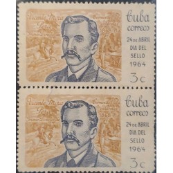 D)1964, CUBA, DAY OF THE SEAL, VICENTE MORA PERA, 1ST DIRECTOR OF THE MILITARY POST OFFICE, 1868-1871, USED.