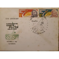D)1964, CUBA, XXVII ANNIVERSARY, COSMIC FLIGHTS, VOSTOK V AND BYKOVSKY, TIME 119 HOURS 6 M, VOSTOK VI AND TERESHKO