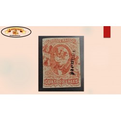 O) 1856 MEXICO, PACHUCA, MINERAL DEL MONTE, IN RED, MIGUEL HIDALGO 4 reales, XF