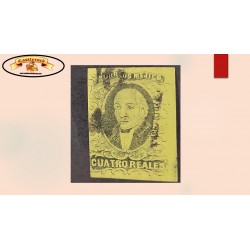 O) 1861 MEXICO, TOLUCA, MIGUEL HIDALGO SCT 9 4 reales black yellow, XF