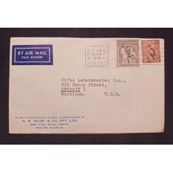 J) 1958 AUSTRALIA, BIRD, WITH SLOGAN CANCELLATION, MULTIPLE STAMPS, AIRMAIL, CIRCULATED COVER, FROM AUSTRALIA TO MICHIGAN