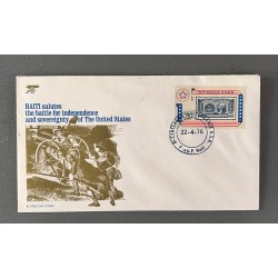 J) 1976 HAITI, SALUTES THE BATTLE FOR INDEPENDENCE AND SOVEREIGNTI OF THE UNITED STATES, FDC