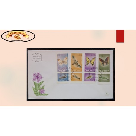 SB) 1965 ISRAEL, BUTTERFLIES AND MOTHS, PAPILO, DAPHNIS, ZEGRIS, CHARAXES, INSECTS. FDC XF